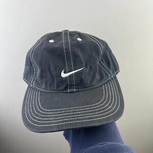 Vintage Y2K Nike Swoosh Black Strapback Hat
